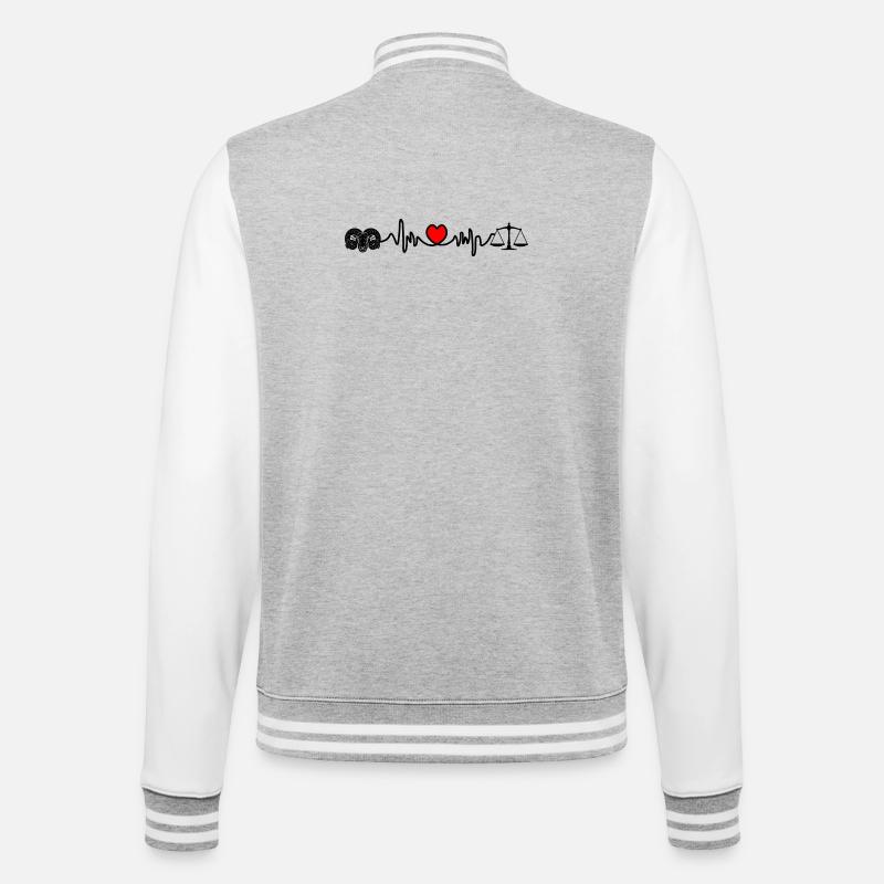 Herzfrequenz-Cardio-Ram-Skala - College-Sweatjacke - Grau meliert/Weiß