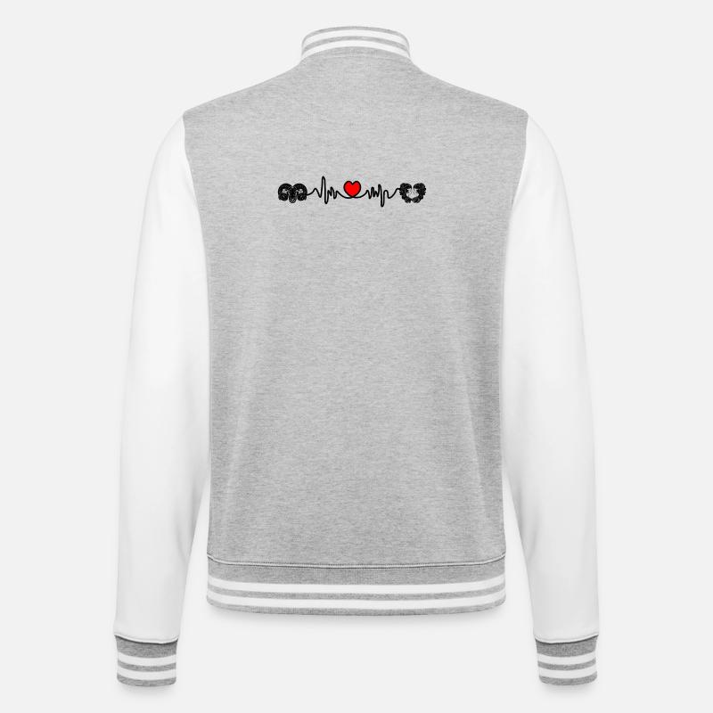 Herzfrequenz Cardio Widder Zwillinge - College-Sweatjacke - Grau meliert/Weiß