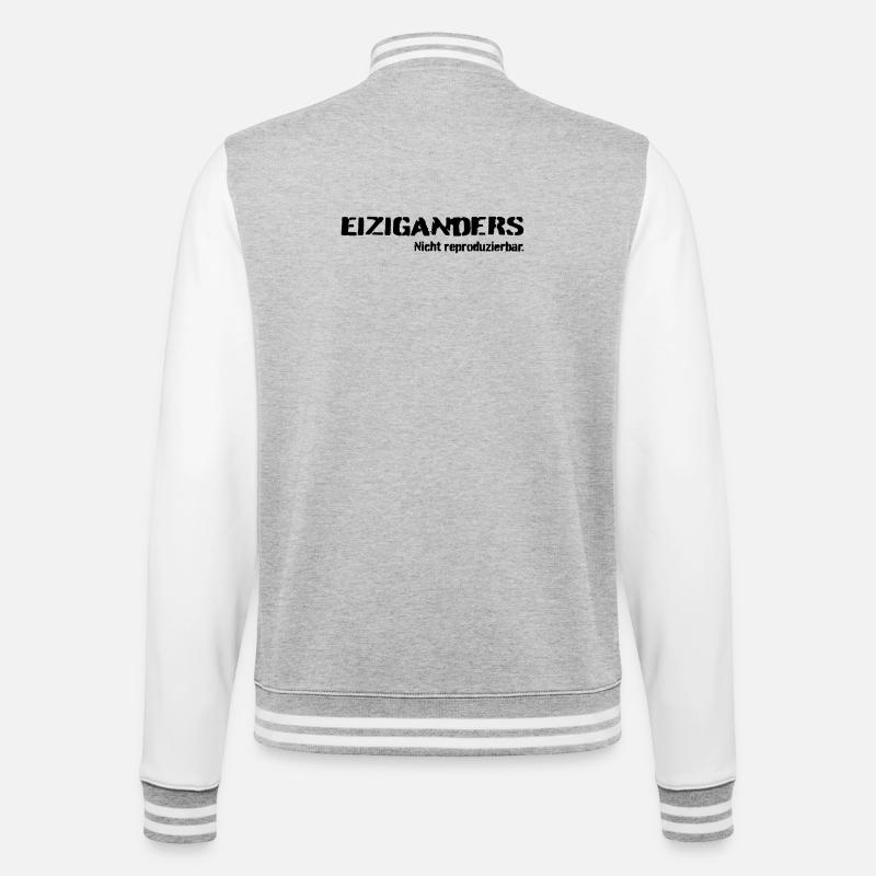 Einziganders - College-Sweatjacke - Grau meliert/Weiß