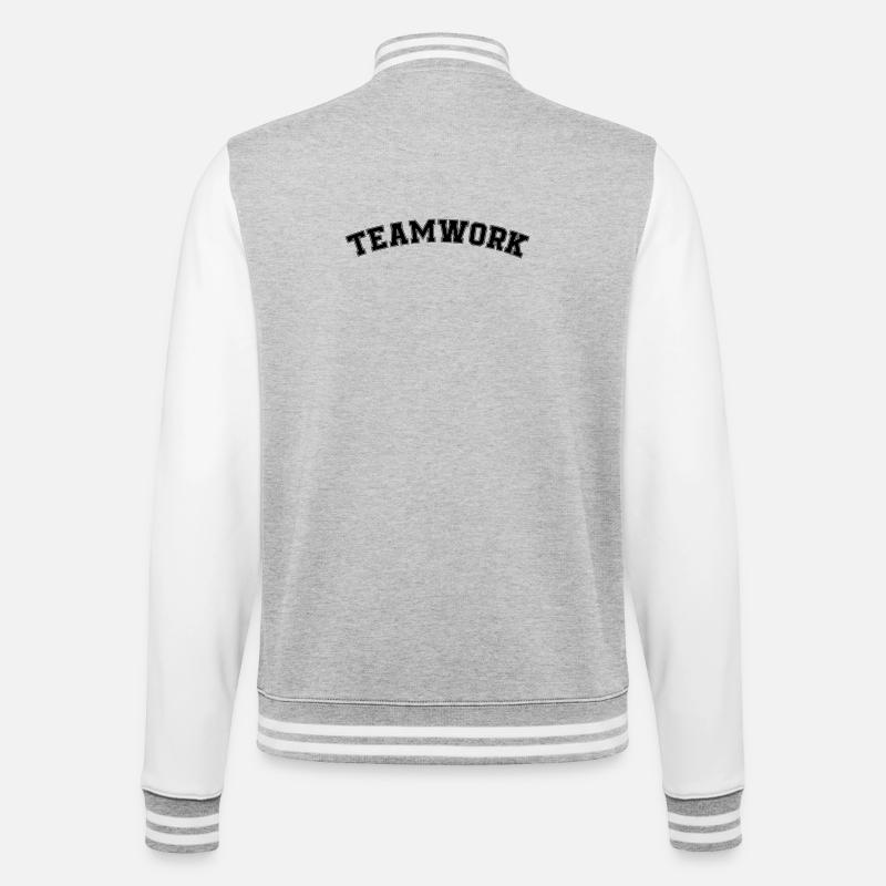 teamwork - College Sweat Jacket - heather grey/white