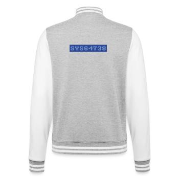 64er: SYS64738 - College-Sweatjacke - Grau meliert/Weiß - Hinten - Marisol (170cm)
