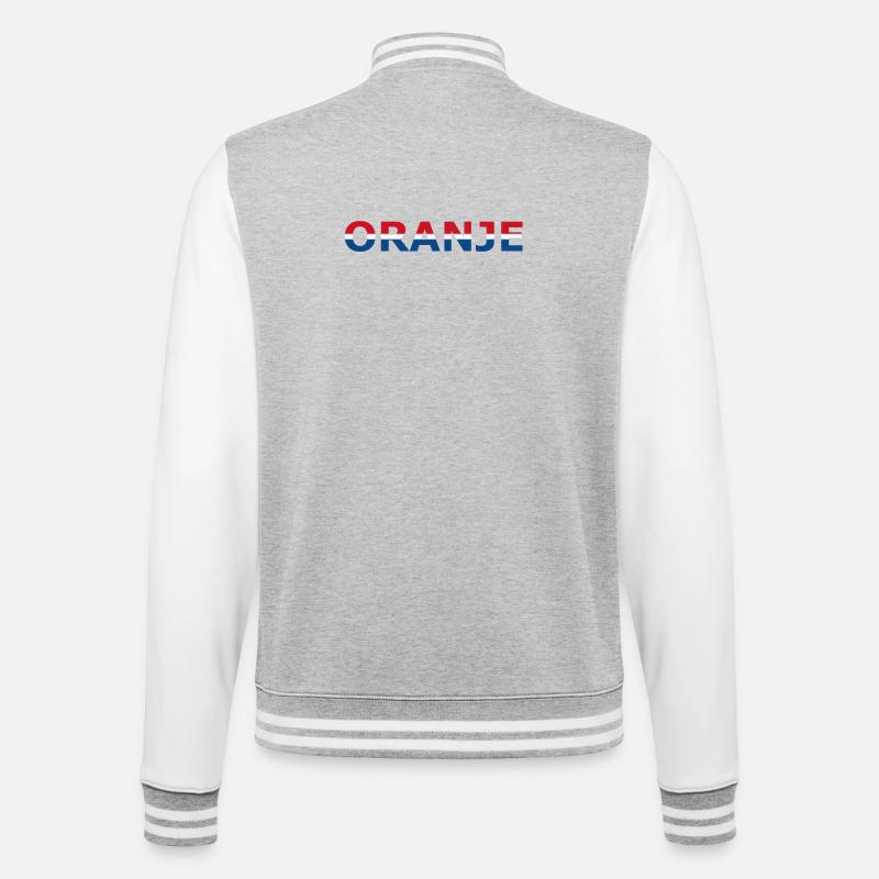 Orange in red, white, blue - College Sweat Jacket - heather grey/white