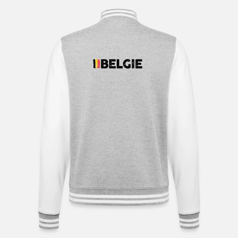 Bitte Design hochladen - College-Sweatjacke - Grau meliert/Weiß