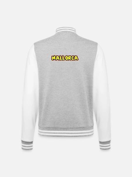 Mallorca Schriftzug - College-Sweatjacke - Grau meliert/Weiß