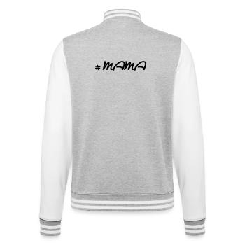 # MAMA Design - College-Sweatjacke - Grau meliert/Weiß - Hinten - Marisol (170cm)