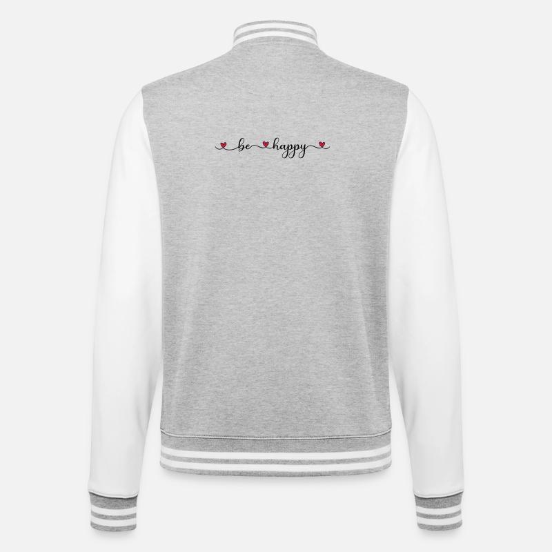 Soyez heureux - Veste Teddy - gris chiné / blanc