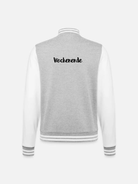 Wochenende - College-Sweatjacke - Grau meliert/Weiß