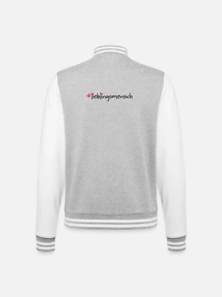 #lieblingsmensch - College-Sweatjacke - Grau meliert/Weiß