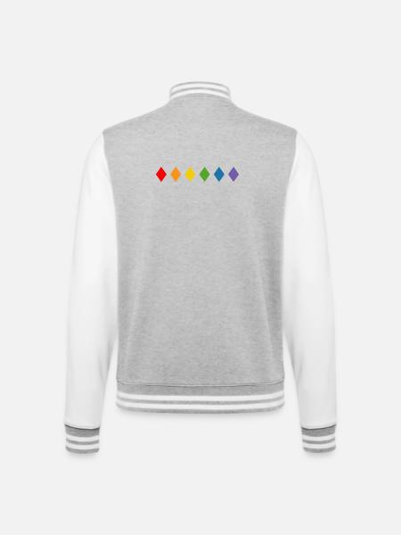 Rainbow Rhombus - College Sweat Jacket - heather grey/white