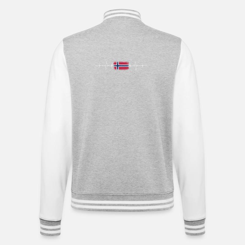 Drapeau norvégien Heartbeat Pulse - Veste Teddy - gris chiné / blanc