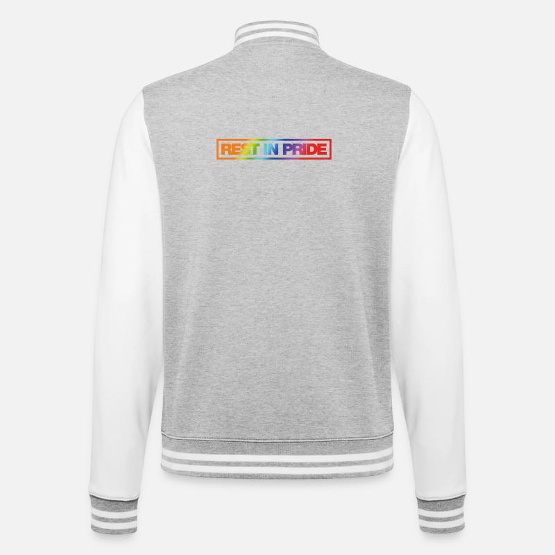 REST IN PRIDE (R.I.P.) Rainbow - College-Sweatjacke - Grau meliert/Weiß