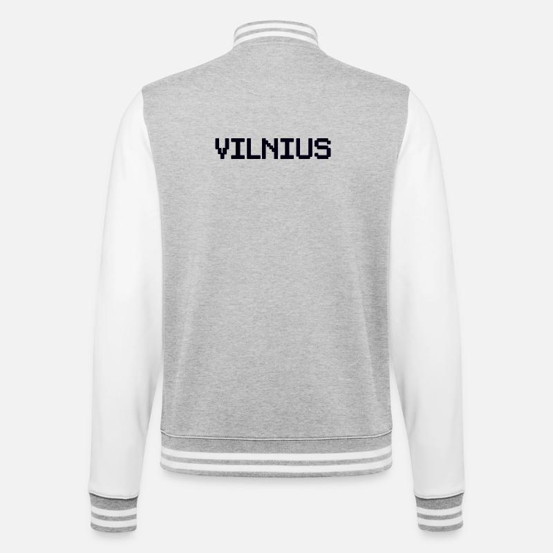 VILNIUS Lithuania Litauen - College-Sweatjacke - Grau meliert/Weiß