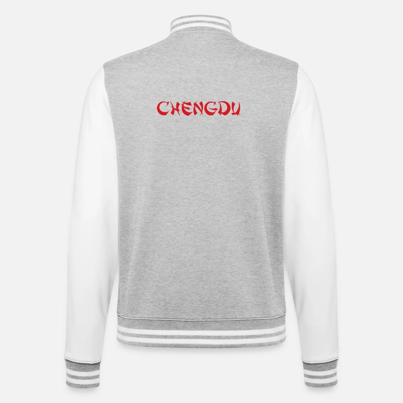CHENGDU China - College-Sweatjacke - Grau meliert/Weiß