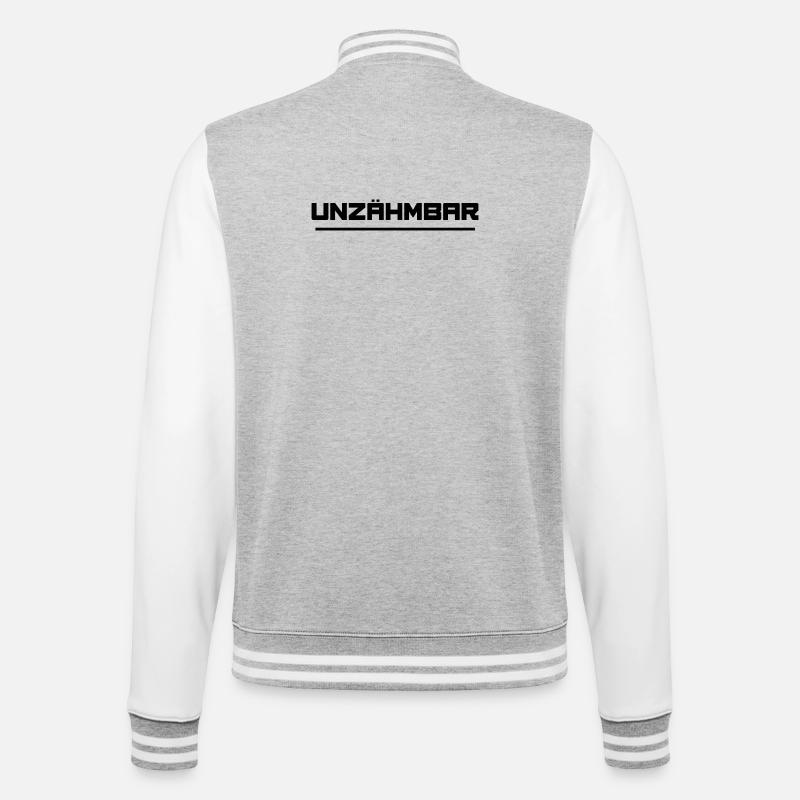UNZÄHMBAR - College-Sweatjacke - Grau meliert/Weiß