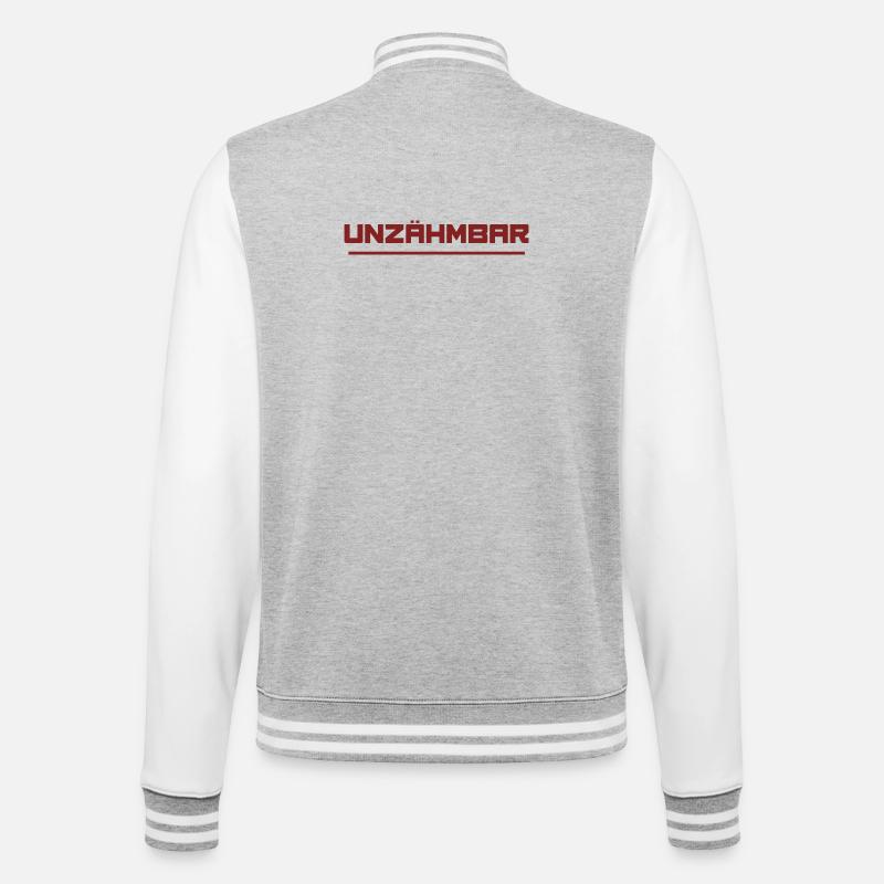 UNZÄHMBAR - College-Sweatjacke - Grau meliert/Weiß