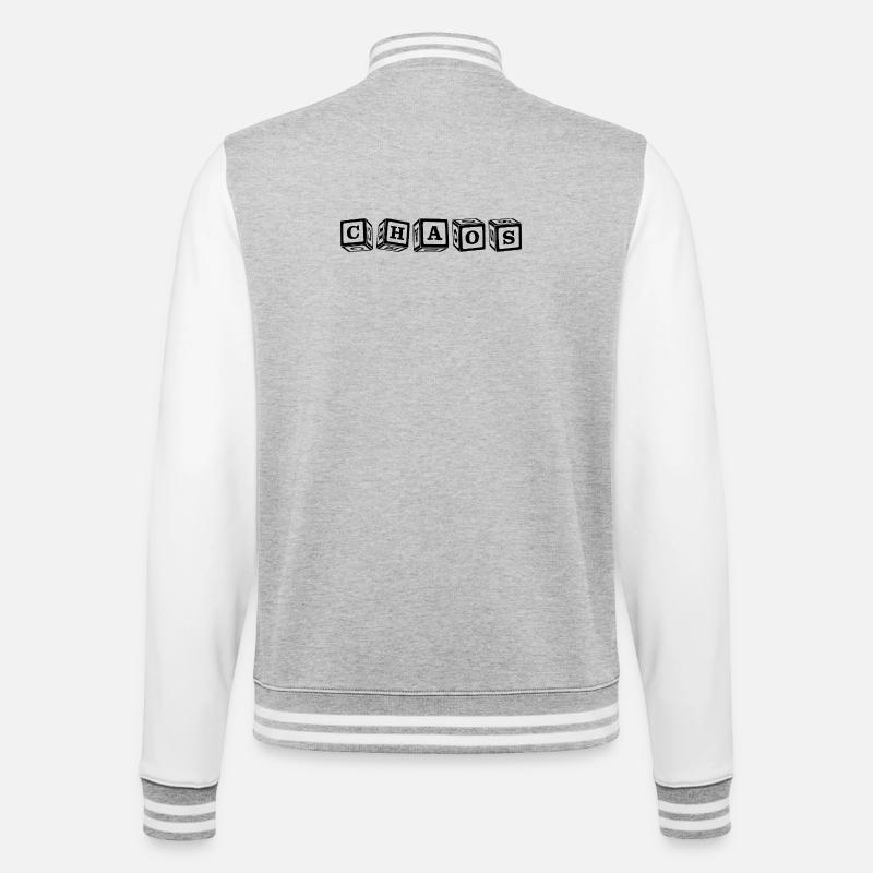 Chaos – Auffälliges 3D-Würfelbuchstaben-Design - College-Sweatjacke - Grau meliert/Weiß