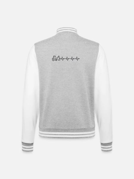Bagger Baggern Baggerfahrer EKG Herzschlag - College-Sweatjacke - Grau meliert/Weiß