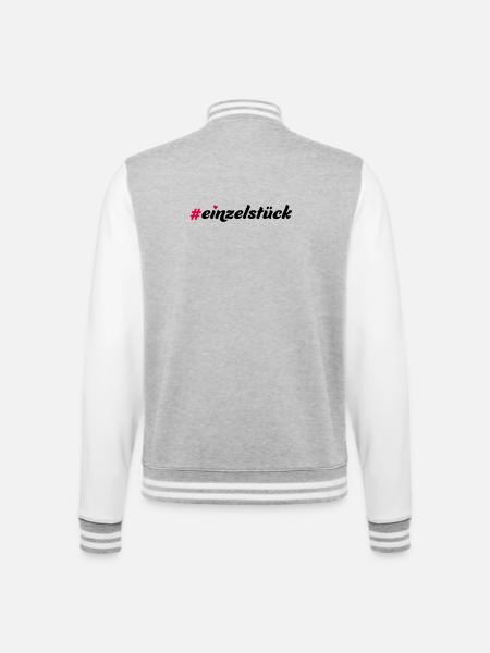 Einzelstück - College-Sweatjacke - Grau meliert/Weiß