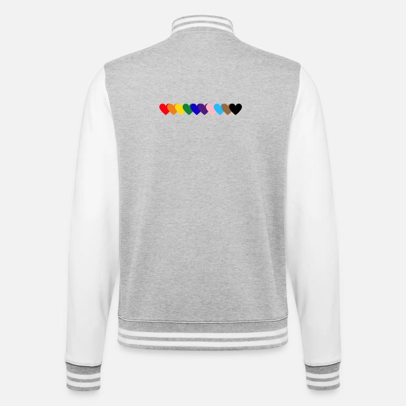 Regenbogen Herzen Pride - College-Sweatjacke - Grau meliert/Weiß
