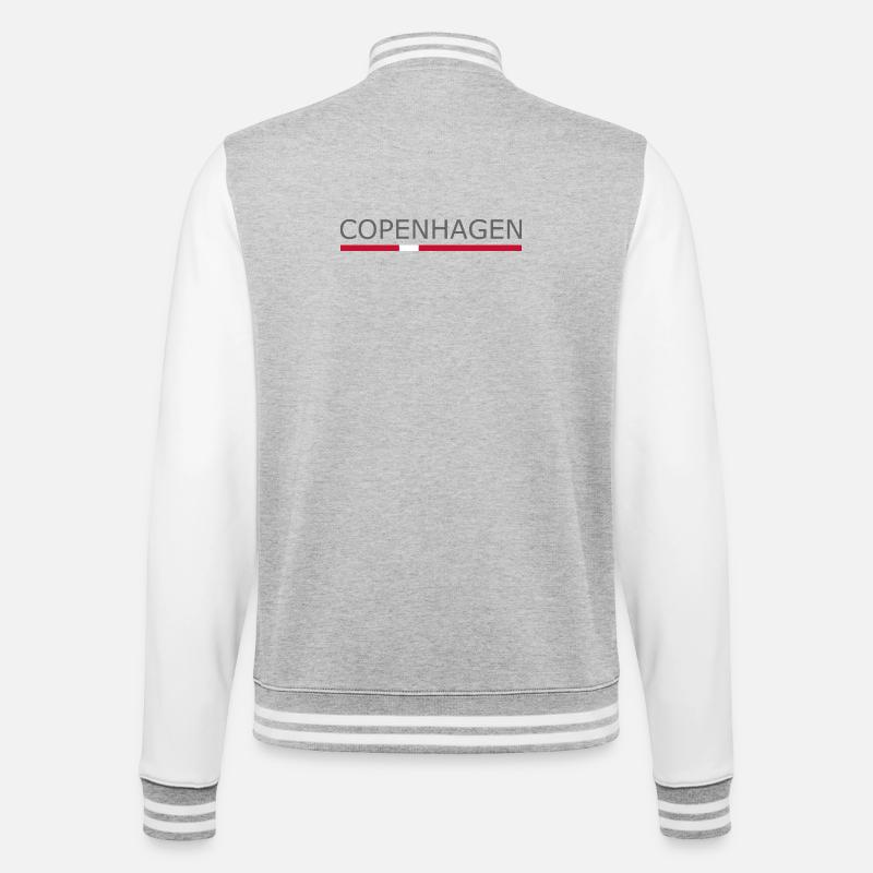 Copenhague - Kopenhague - Drapeau du Danemark - Dänemark - Veste Teddy - gris chiné / blanc