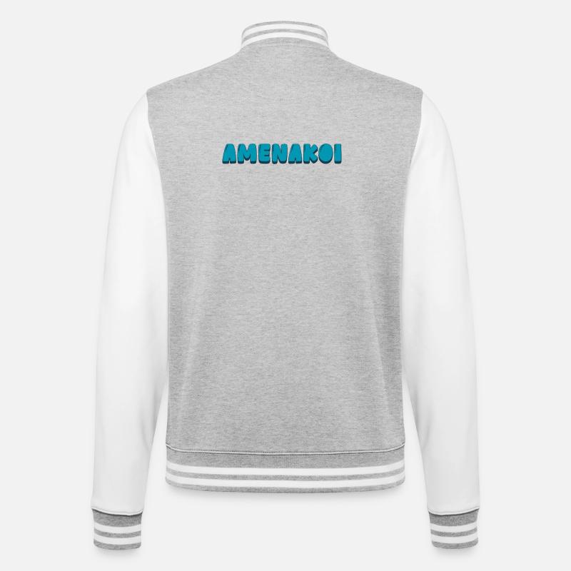 amenakoi - College-Sweatjacke - Grau meliert/Weiß