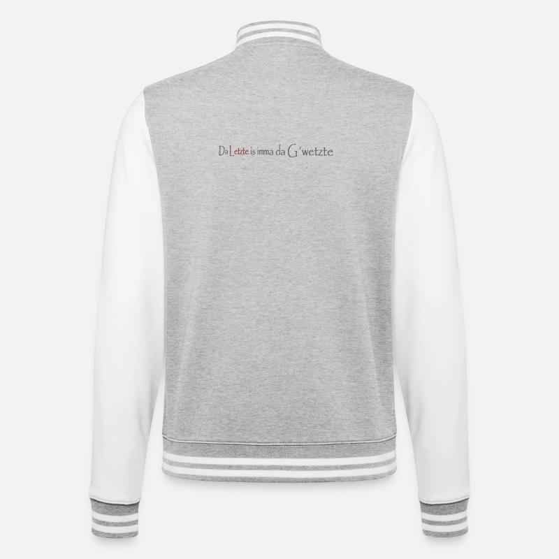 Da_Letzte_is_imma_da_Gwetzte - College-Sweatjacke - Grau meliert/Weiß