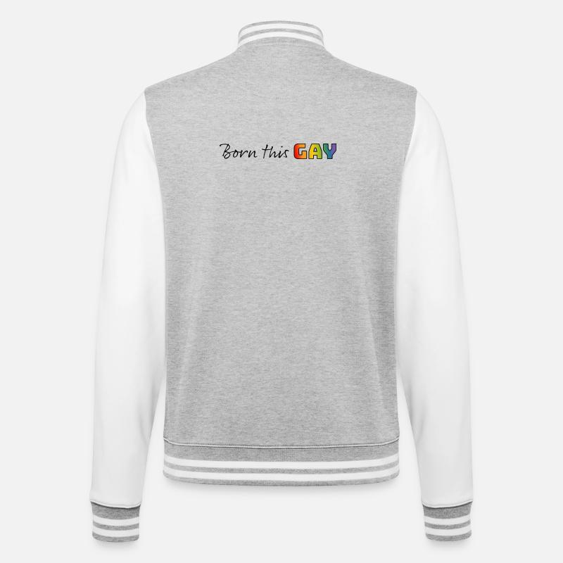 Regenbogen born this gay - College-Sweatjacke - Grau meliert/Weiß