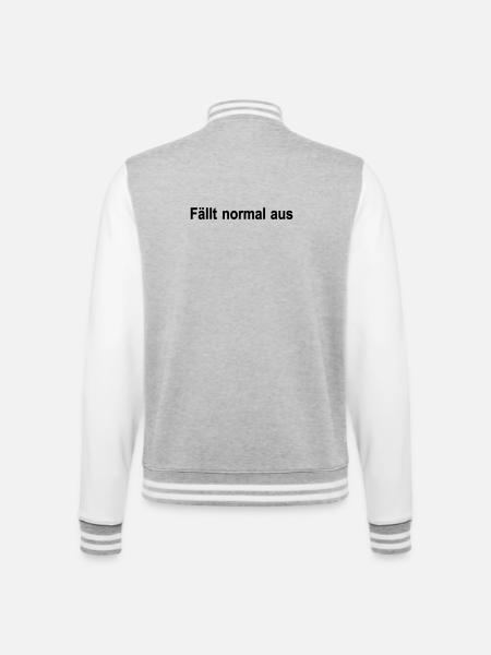 Faellt normal aus - College-Sweatjacke - Grau meliert/Weiß