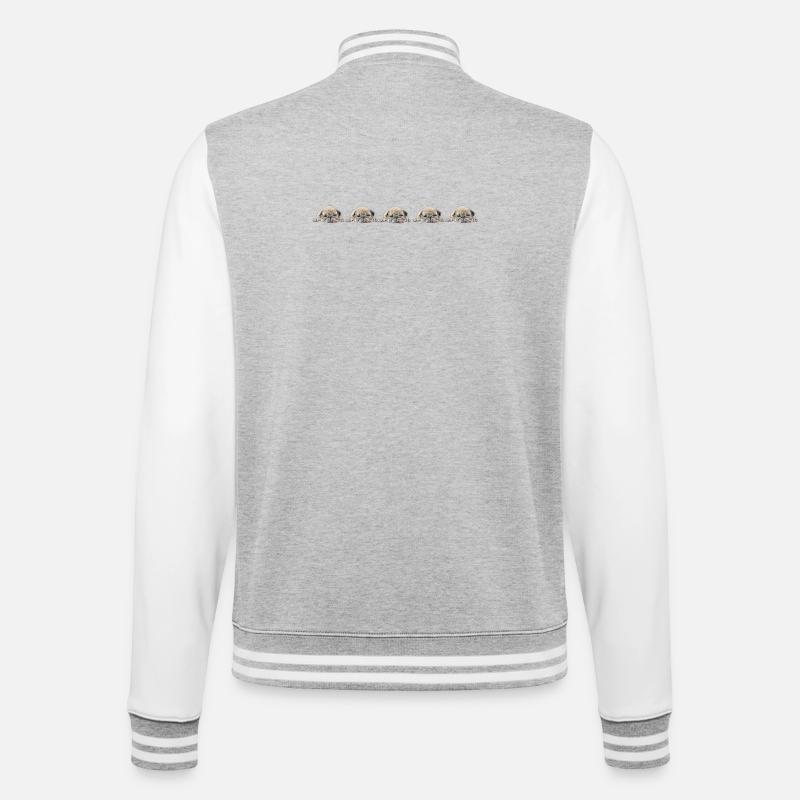 5 Möpse - College-Sweatjacke - Grau meliert/Weiß