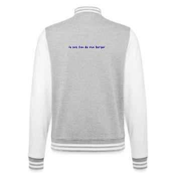Je_suis_fan_de_mon_berger - Veste Teddy - gris chiné / blanc - Dos - Marisol (170cm)