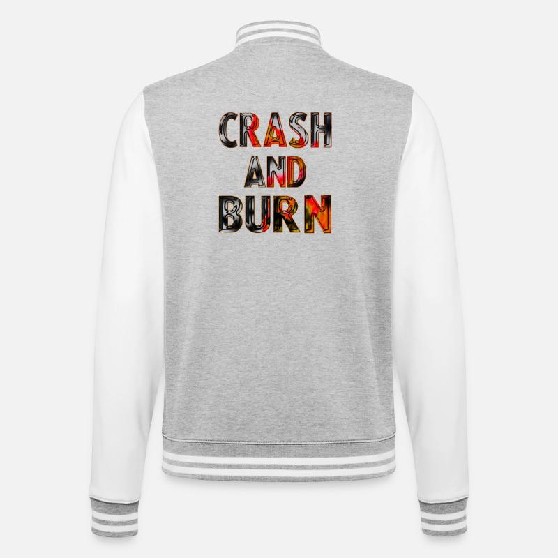 Crash And Burn - College-Sweatjacke - Grau meliert/Weiß