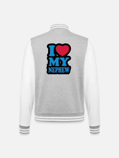 I love my nephew - College Sweat Jacket - heather grey/white