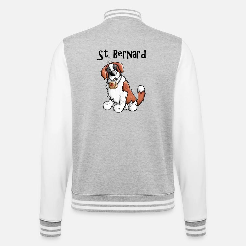 Drolliger Bernhardiner - Hund - College-Sweatjacke - Grau meliert/Weiß