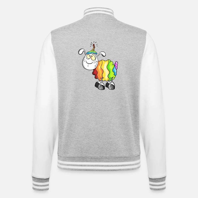 Rainbow Schaf - College-Sweatjacke - Grau meliert/Weiß