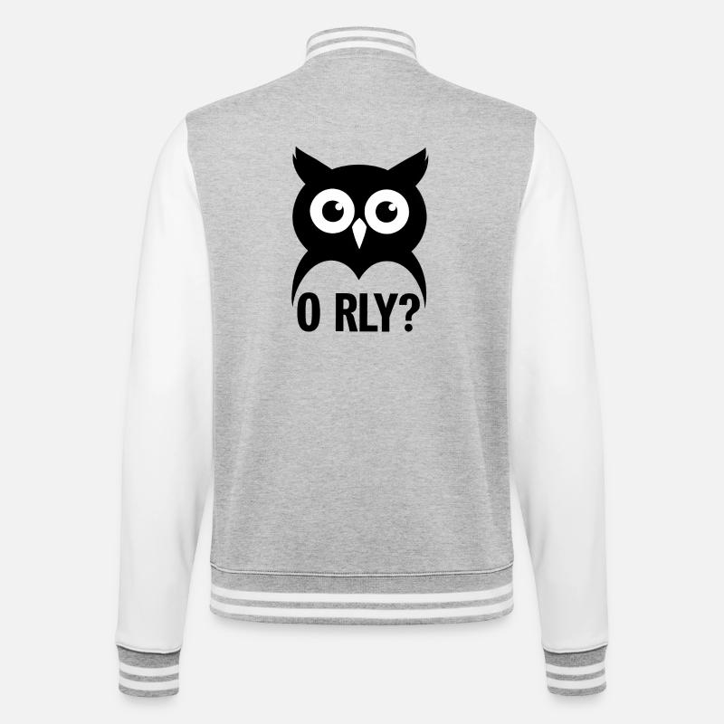 O RLY? Eule - College-Sweatjacke - Grau meliert/Weiß