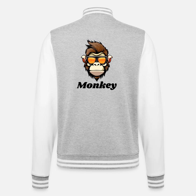 monkey, monkey, primate - College Sweat Jacket - heather grey/white