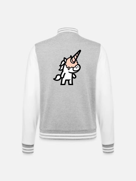 Eishorn - College-Sweatjacke - Grau meliert/Weiß
