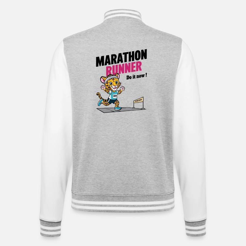 Leopard Marathon Läufer - College-Sweatjacke - Grau meliert/Weiß