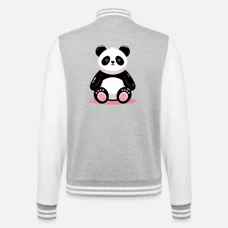 Panda - College-Sweatjacke - Grau meliert/Weiß