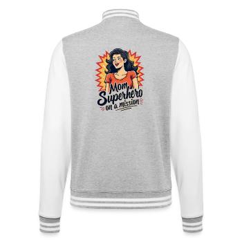 Mère, super-héroïne en mission ! - Veste Teddy - gris chiné / blanc - Dos - Marisol (170cm)