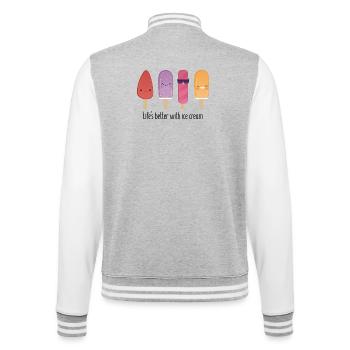 Lifes better with cream - College-Sweatjacke - Grau meliert/Weiß - Hinten - Marisol (170cm)