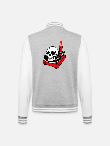Métal noir - Veste Teddy - gris chiné / blanc