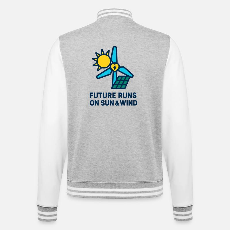 Future Runs on Sun & Wind - College-Sweatjacke - Grau meliert/Weiß