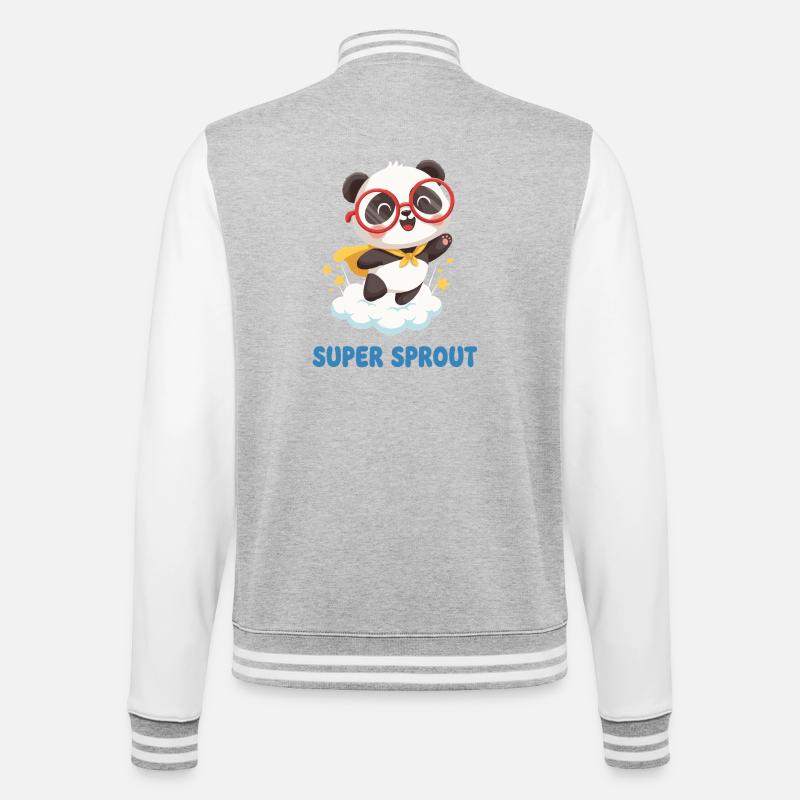 Süßer Super Sprout Panda mit Kappe - College-Sweatjacke - Grau meliert/Weiß