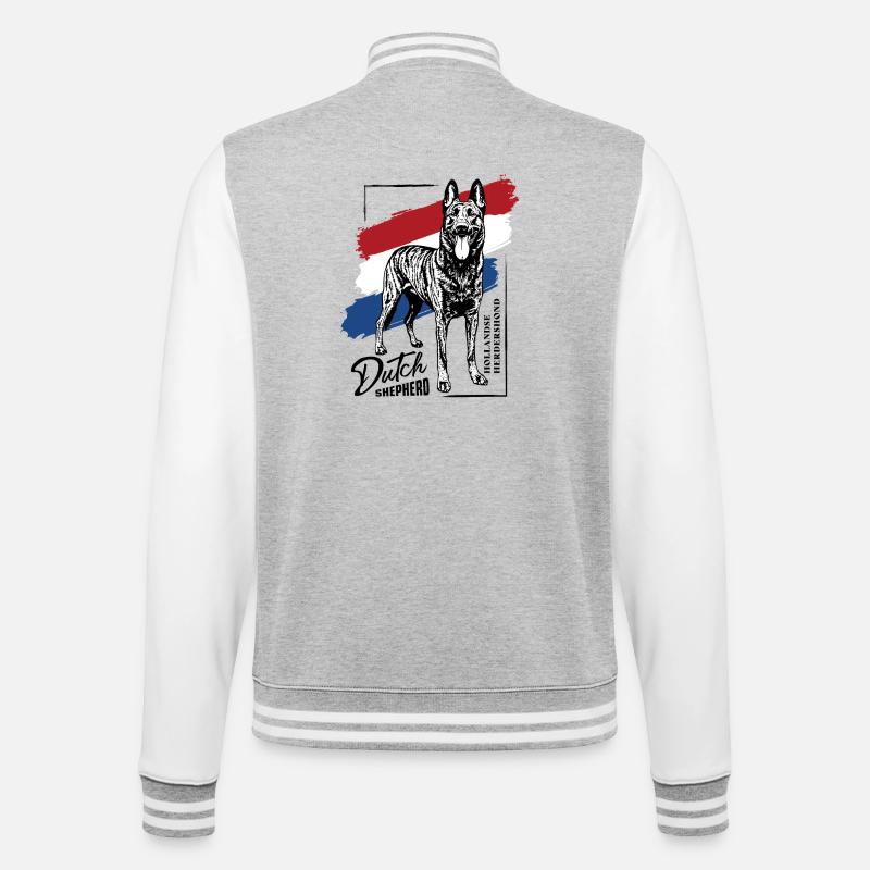 Dutch Shepherd – Dutchie - College-Sweatjacke - Grau meliert/Weiß