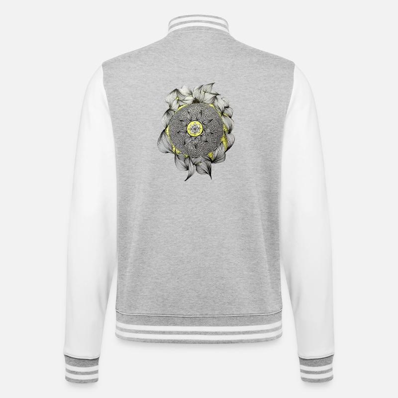 Mandala Flower Magic Yellow Accent - College Sweat Jacket - heather grey/white