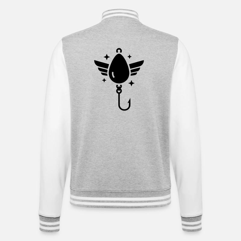 Holy Fishhook Wings Vector - College Sweat Jacket - heather grey/white
