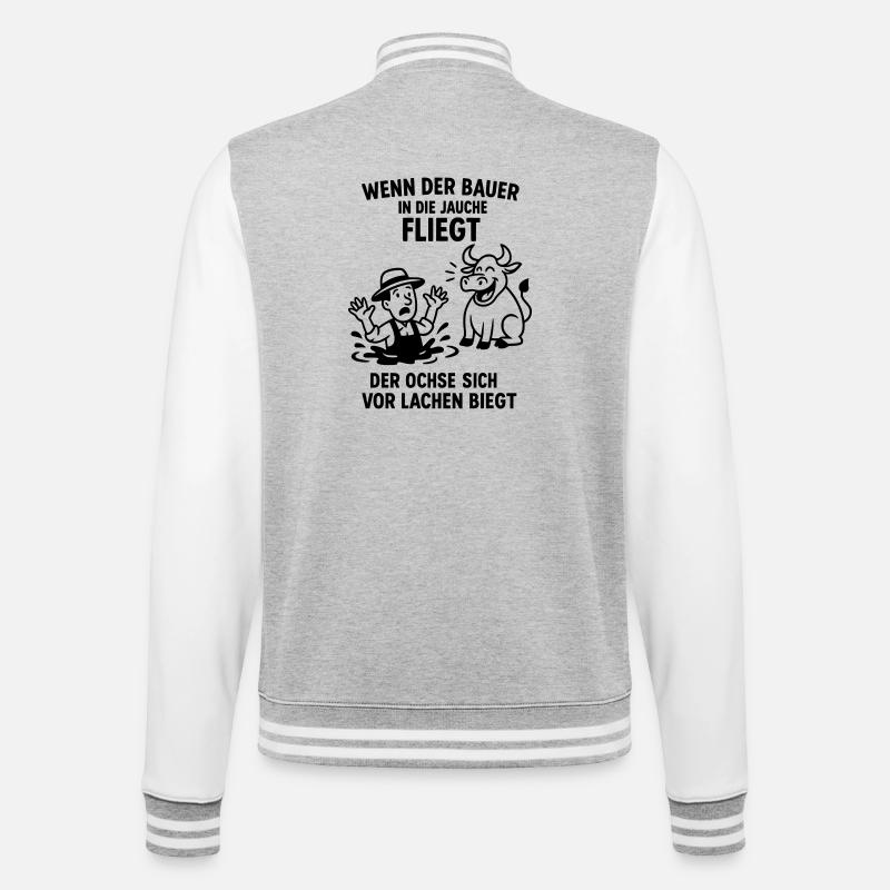 bauer jauche spruch witz ochse - College-Sweatjacke - Grau meliert/Weiß