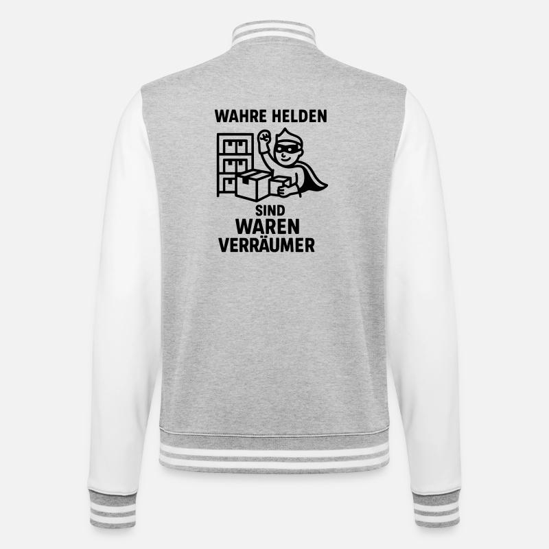 waren verräumer helden - College-Sweatjacke - Grau meliert/Weiß