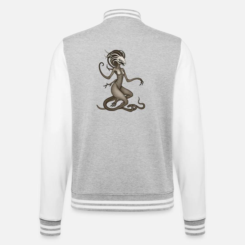 BUG #4 - dark hell - College Sweat Jacket - heather grey/white